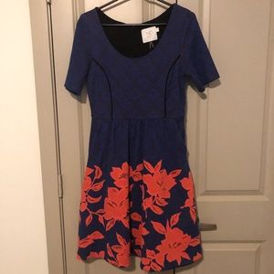 Blue and coral dress